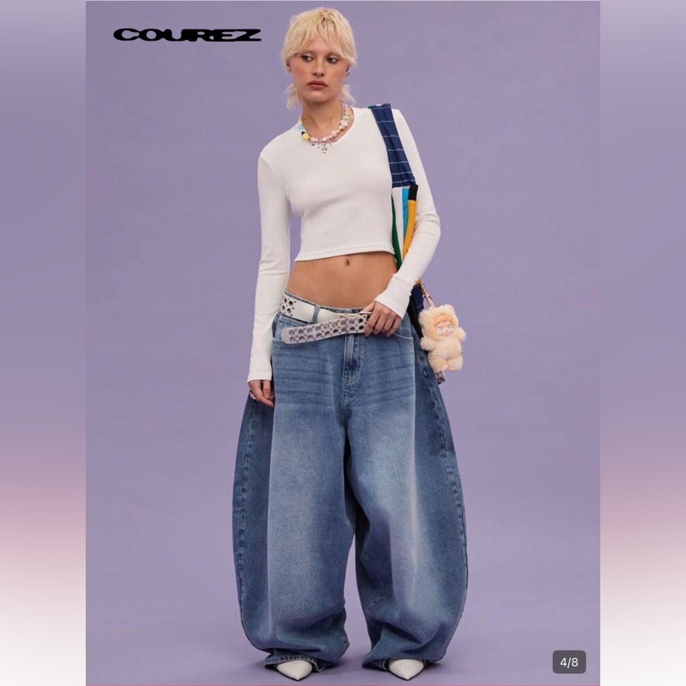SHEIN Wide Leg Blue Jeans